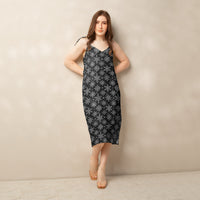 Gothic Snowflakes pattern on women's tie-strap slip dress, front view