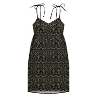 Krampus Christmas Pattern pattern on women's tie-strap slip dress, front view