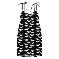 Flying Vampire Bats pattern on women's tie-strap slip dress, front view
