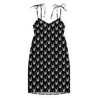 Devil Horns Bone Hands pattern on women's tie-strap slip dress, front view