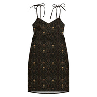 Skull Carnival pattern on women's tie-strap slip dress, front view