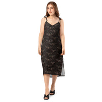 Vampire Bat Skeletons pattern on women's tie-strap slip dress, front view