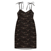 Vampire Bat Skeletons pattern on women's tie-strap slip dress, front view