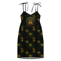 Tree of Life pattern on women's tie-strap slip dress, front view