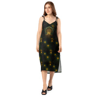 Tree of Life pattern on women's tie-strap slip dress, front view