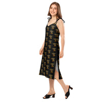 Eye of Ra pattern on women's tie-strap slip dress, left-front view