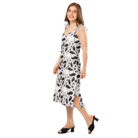 Hearse & Coffin pattern on women's tie-strap slip dress, left-front view