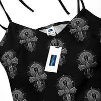Women's tie-strap chiffon slip dress product details