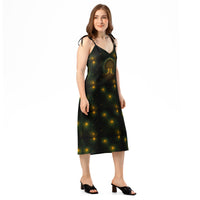Tree of Life pattern on women's tie-strap slip dress, right-front view
