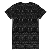 Baby Krampus Christmas Pattern pattern on women's oversized T-shirt dress, back view