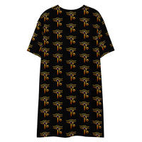Eye of Ra pattern on women's oversized T-shirt dress, back view