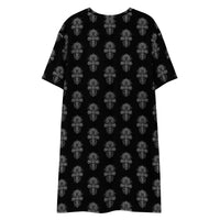 Egyptian Ankh pattern on women's oversized T-shirt dress, back view