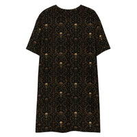 Skull Carnival pattern on women's oversized T-shirt dress, back view