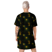 Tree of Life pattern on women's oversized T-shirt dress, back view