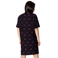All-Seeing Eye pattern on women's oversized T-shirt dress, back view