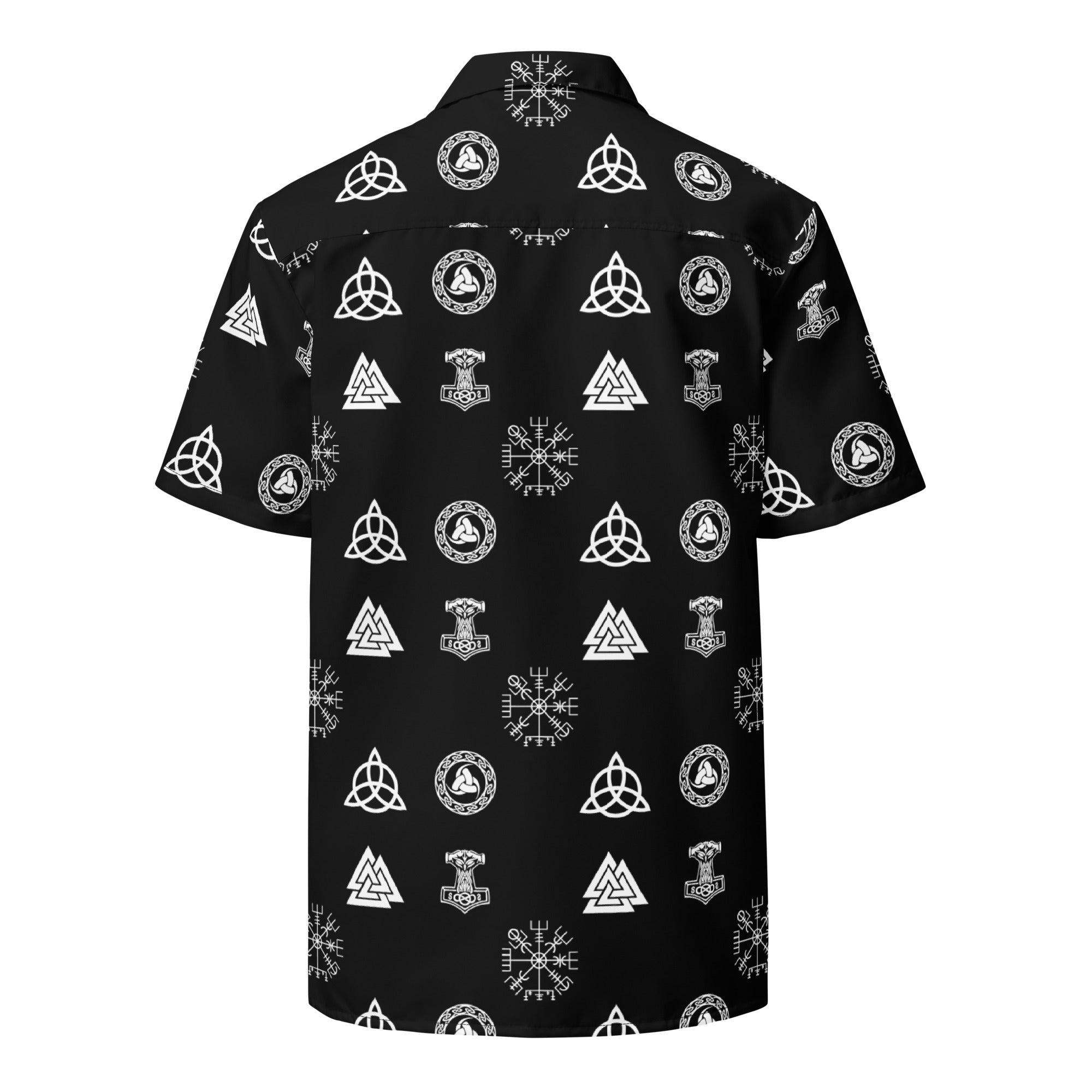 Viking Symbols and Ancient Norse Runes Button Up Shirt Black and White