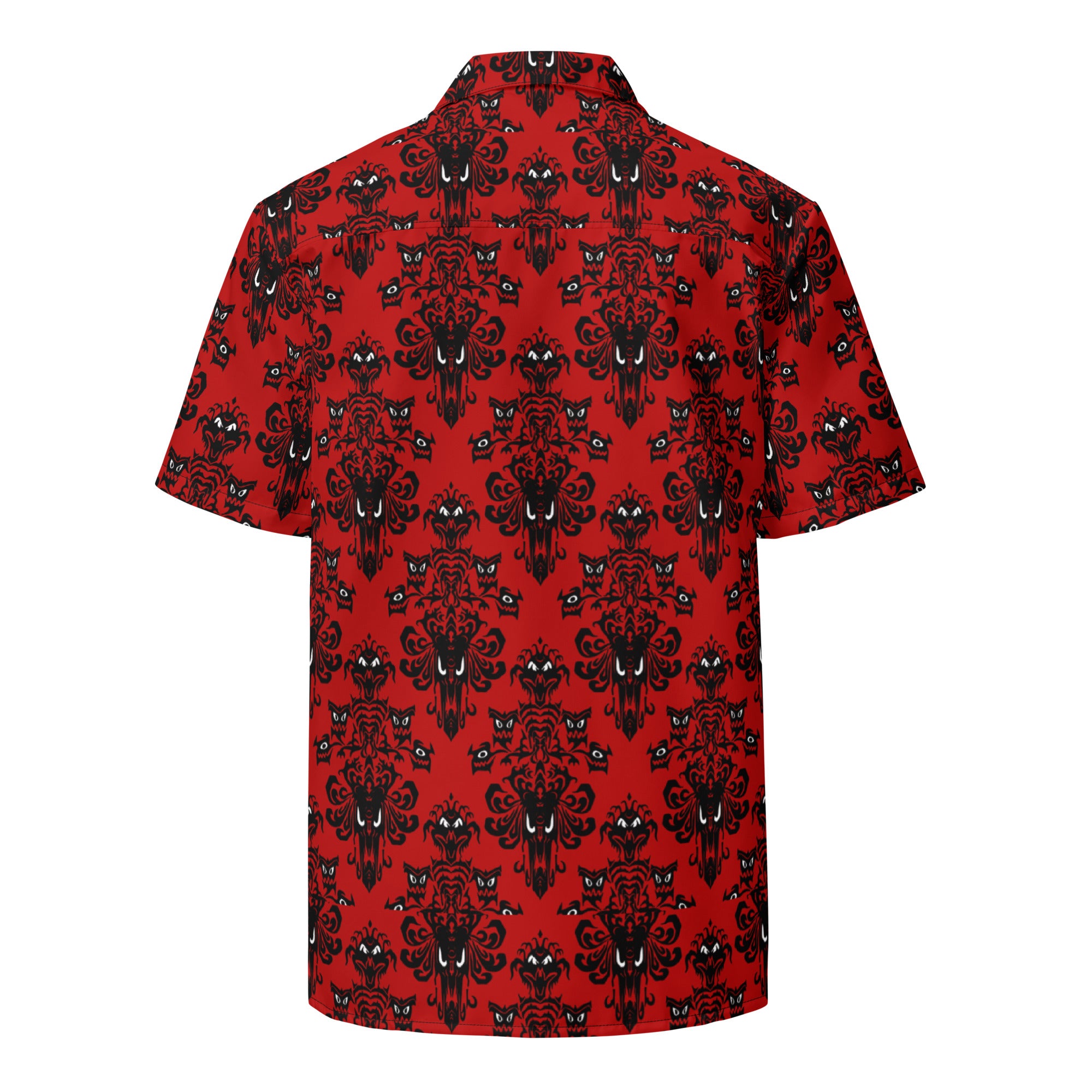 Red Haunted Mansion Style Pattern Button Up Shirt