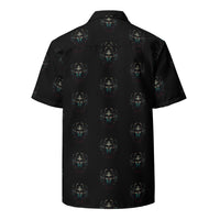 Ancient Egyptian Scarab patterned button-up shirt, back view