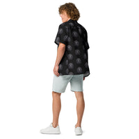 All-Seeing Eye patterned button-up shirt, back view