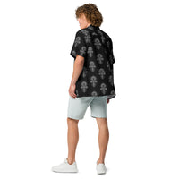 Egyptian Ankh patterned button-up shirt, back view
