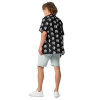 Samurai Kanji 侍 patterned button-up shirt, back view