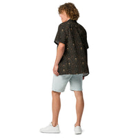 Skull Carnival patterned button-up shirt, back view