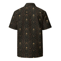 Skull Carnival patterned button-up shirt, back view