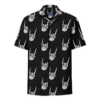 Devil Horns Bone Hand patterned button-up shirt, front view