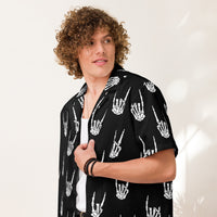 Devil Horns Bone Hand patterned button-up shirt, front view
