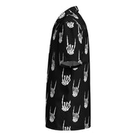 Devil Horns Bone Hand patterned button-up shirt, left-side view