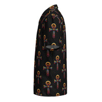 Key of Life Ankh patterned button-up shirt, left-side view