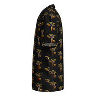 Eye of Ra patterned button-up shirt, left-side view