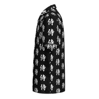 Samurai Kanji 侍 patterned button-up shirt, left-side view