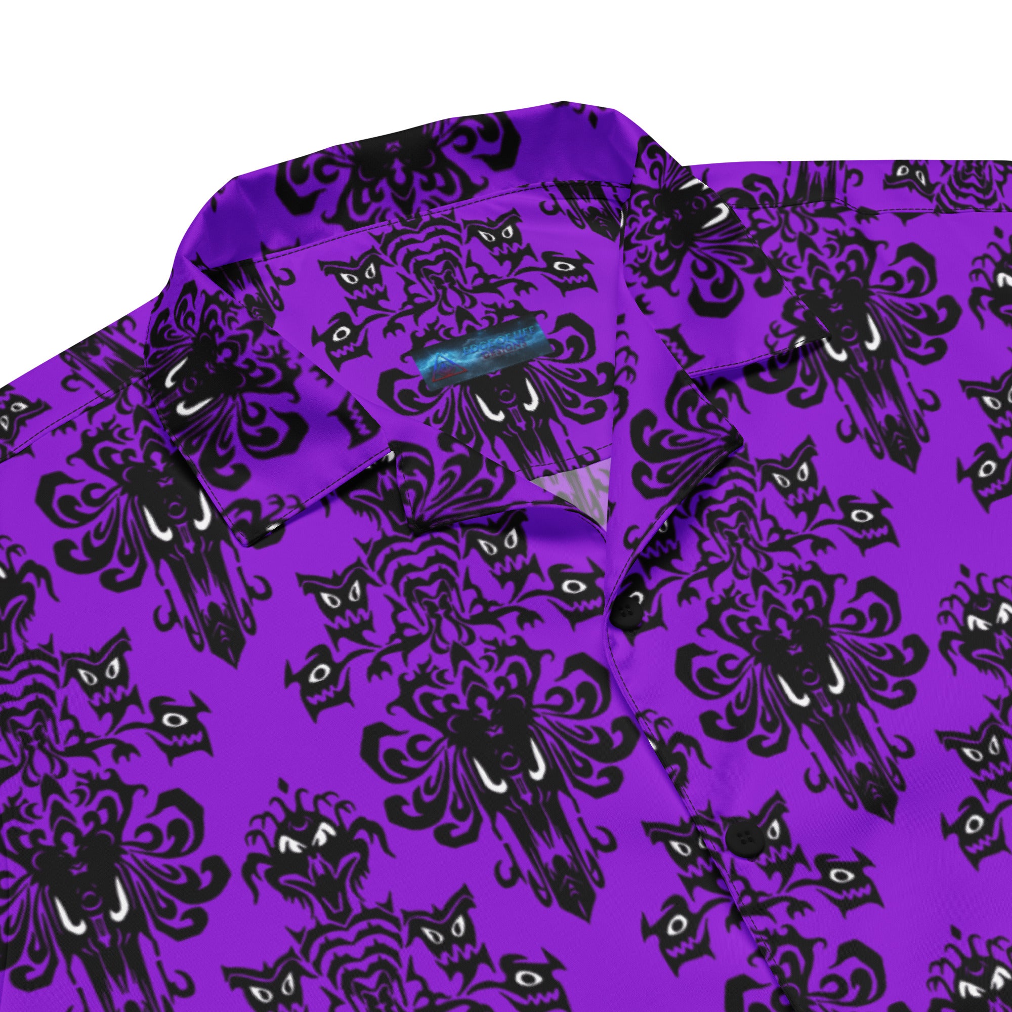 Purple Haunted Mansion Style Pattern Button Up Shirt