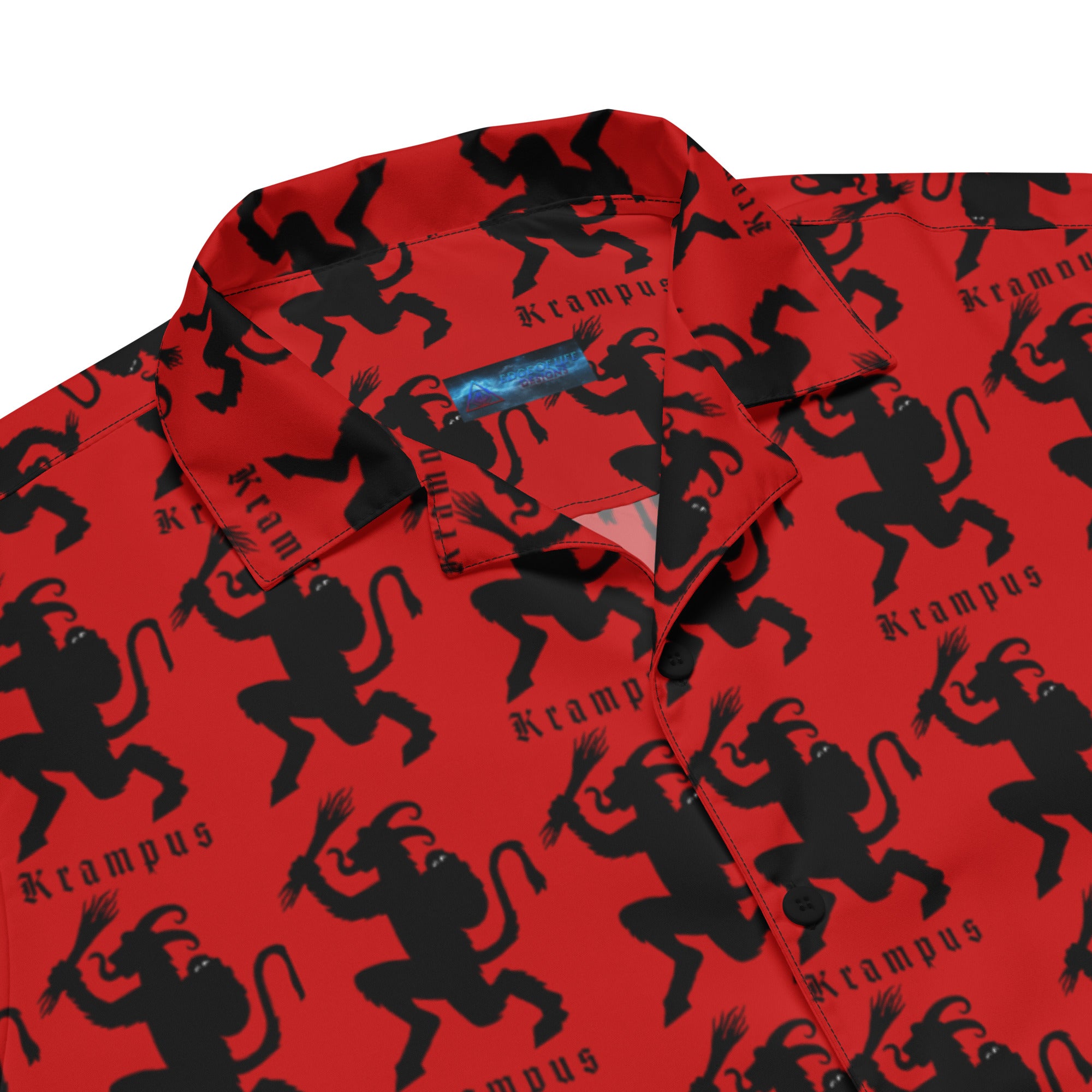 Red Krampus Horror Santa Claus Button Up Shirt