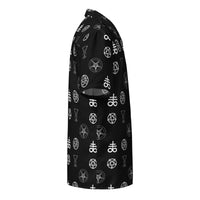 Demonology Occult Symbols patterned button-up shirt, right-side view