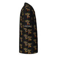 Eye of Ra patterned button-up shirt, right-side view