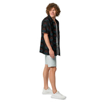 Yin Yang Dragon Fire & Ice patterned button-up shirt, right-side view