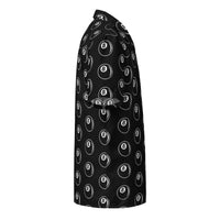 8 Ball Billiards patterned button-up shirt, right-side view