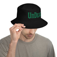 Black bucket hat with Undead Zombie Horror embroidered artwork, front view