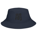Navy bucket hat with Darkness Kanji Symbol embroidered artwork, front view