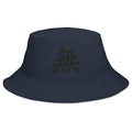 Navy bucket hat with Void Kanji Symbol embroidered artwork, front view