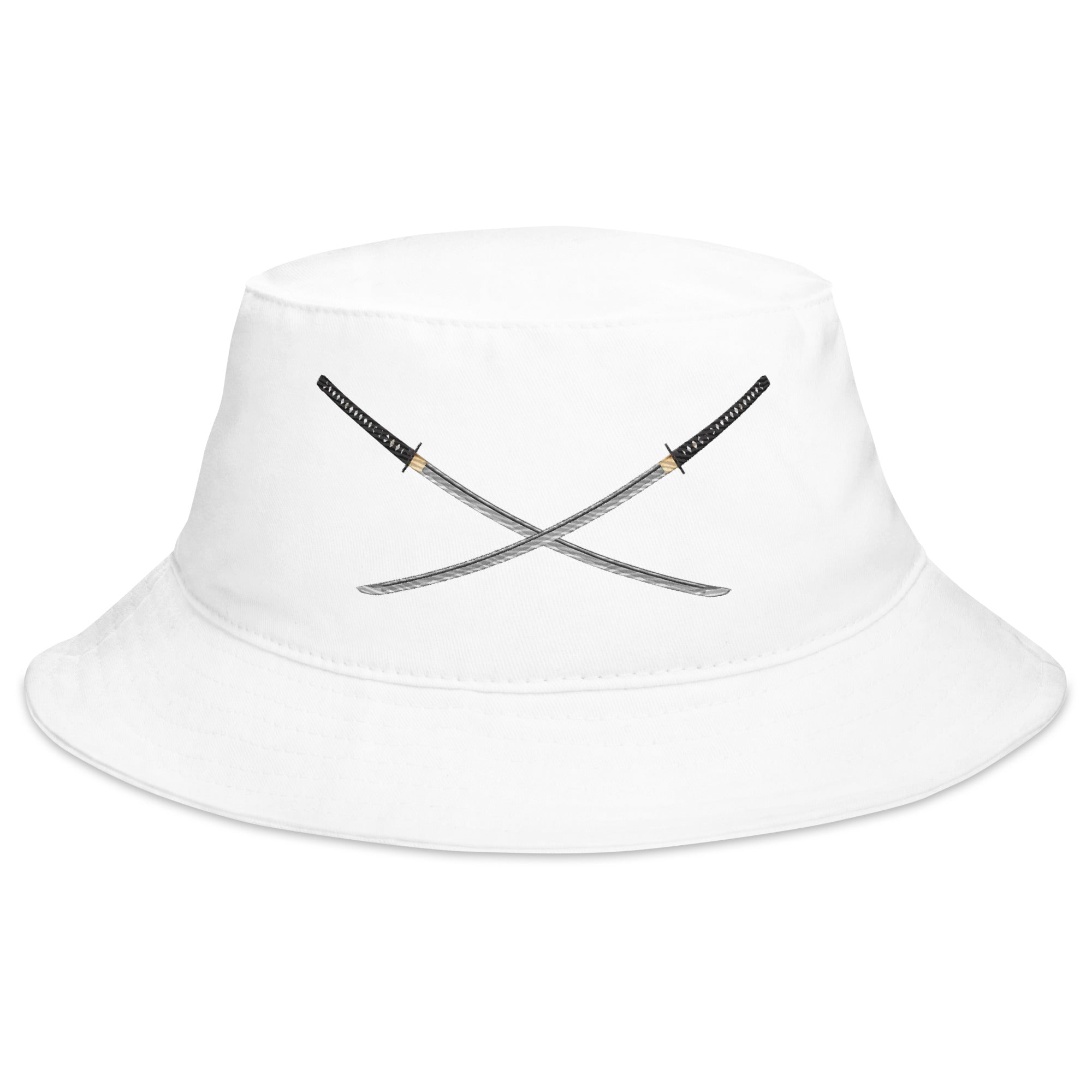 Dual Samurai Swords Anime Warrior Embroidered Bucket Hat