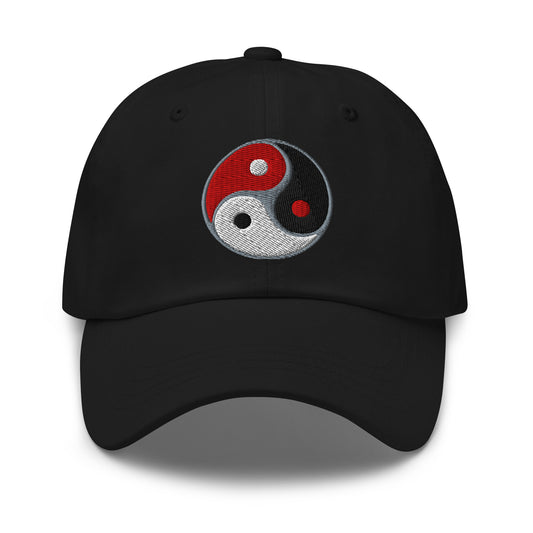 Triple Yin Yang Concept Chinese Symbol embroidered dad hat, product image 1