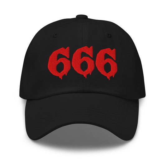 Red 666 embroidered dad hat, product image 1