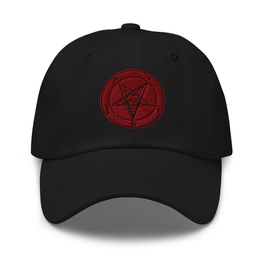 Red Baphomet Sigil embroidered dad hat, product image 1