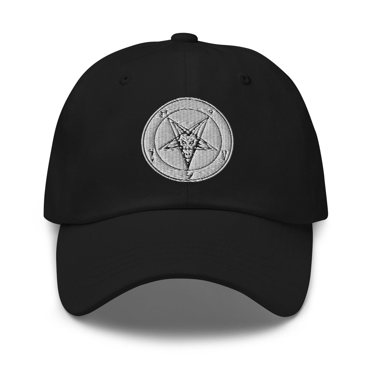 White Baphomet Sigil embroidered dad hat, product image 1