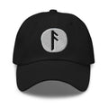 Ansuz Rune Hat Odin Wisdom Symbol Viking Norse Embroidered Dad Cap Gothic Black Metal embroidered dad hat, product image 1