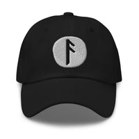 Ansuz Rune Hat Odin Wisdom Symbol Viking Norse Embroidered Dad Cap Gothic Black Metal embroidered dad hat, product image 1