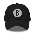 Berkano Rune Hat Viking Growth Rebirth Symbol Norse Embroidered Dad Cap Gothic Black Metal embroidered dad hat, product image 1